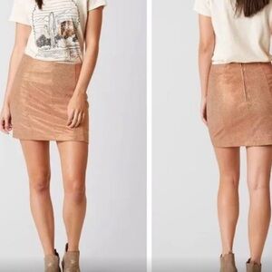 Free People Gold Cream Pencil Mini Skirt